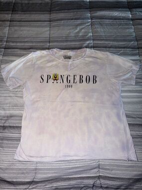 SpongeBob Squarepants White Graphic Crop Tee with Yellow Character